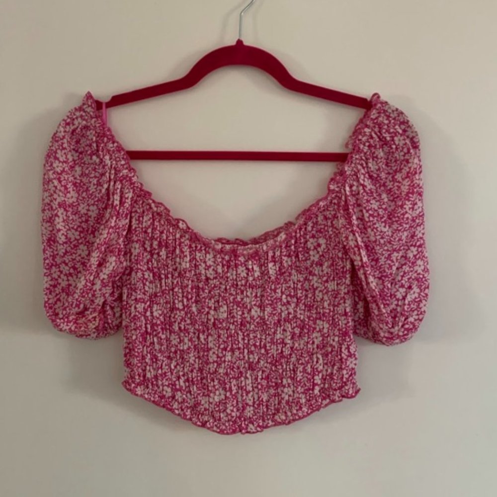 Pink floral ruched Skylar + Madison top